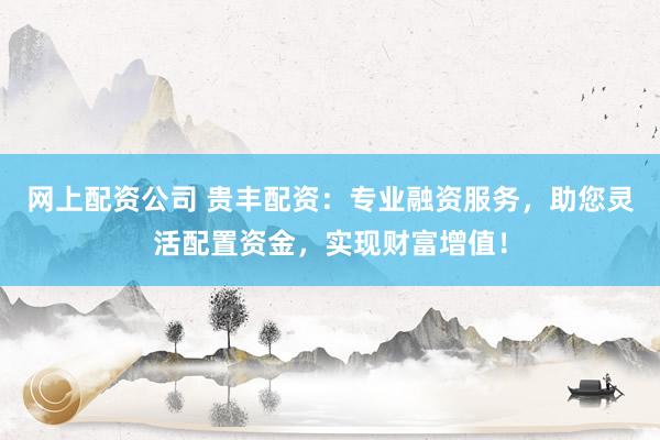 网上配资公司 贵丰配资：专业融资服务，助您灵活配置资金，实现财富增值！