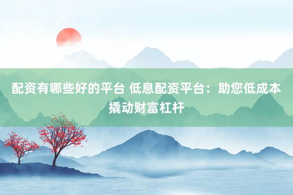 配资有哪些好的平台 低息配资平台：助您低成本撬动财富杠杆