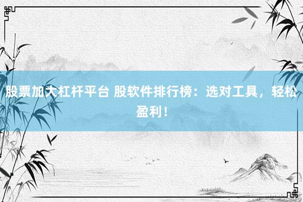 股票加大杠杆平台 股软件排行榜：选对工具，轻松盈利！