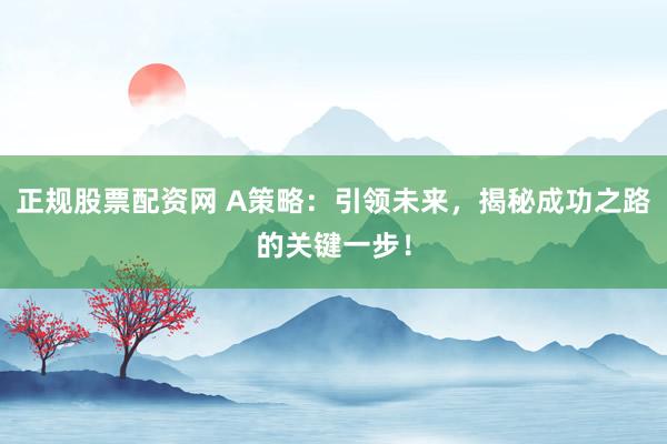 正规股票配资网 A策略：引领未来，揭秘成功之路的关键一步！