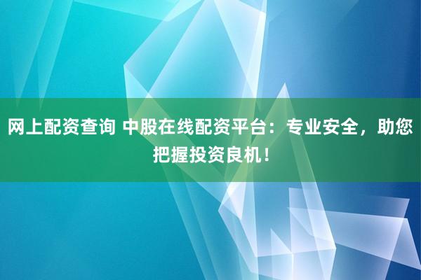 网上配资查询 中股在线配资平台：专业安全，助您把握投资良机！