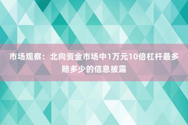 市场观察：北向资金市场中1万元10倍杠杆最多赔多少的信息披露